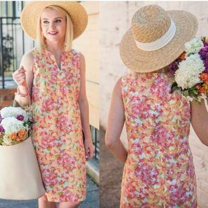 J. Jill Love Linen Sleeveless Floral Shift Dress Size S Petite Knee Length